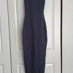 Elegant Navy Blue Strapless Dress